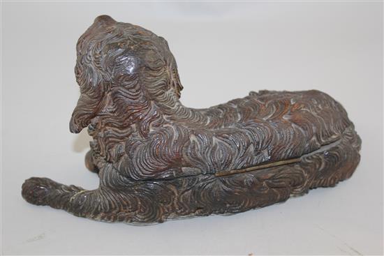 A late 19th / early 20th century Black Forest carved double inkwell, 12in.